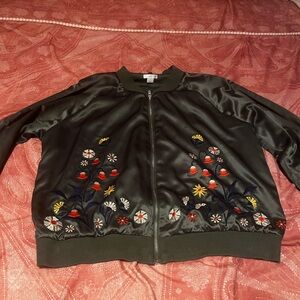 Xhilaration Floral green Bomber Jacket